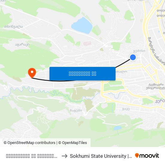 ტაშკენტისა და კანდელაკის ქუჩების გადაკვეთა - 3885 to Sokhumi State University | სოხუმის სახელმწიფო უნივერსიტეტი map