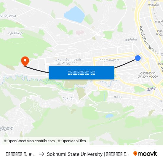 პეკინის ქ. #25 - 3842 to Sokhumi State University | სოხუმის სახელმწიფო უნივერსიტეტი map