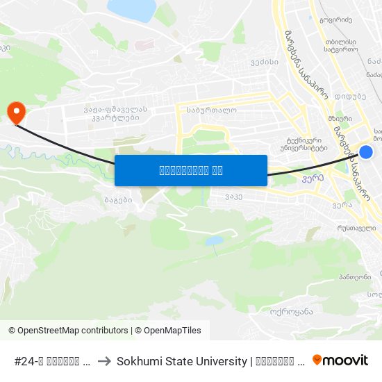 #24-ე საჯარო სკოლა - 801 to Sokhumi State University | სოხუმის სახელმწიფო უნივერსიტეტი map