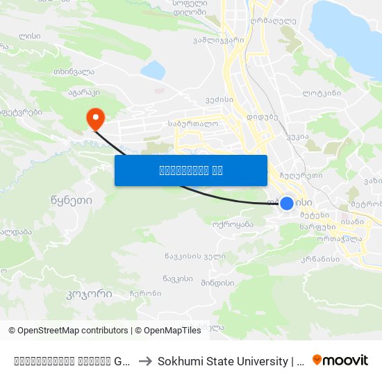 გრიბოედოვის თეატრი Griboedovi Theater - Id:821 to Sokhumi State University | სოხუმის სახელმწიფო უნივერსიტეტი map