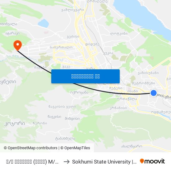 მ/ს სამგორი (ზედა)  M/S Samgori (Upper Exit) - 836 to Sokhumi State University | სოხუმის სახელმწიფო უნივერსიტეტი map