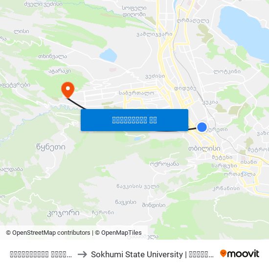 მიხაილოვის საავადმყოფო - [866] to Sokhumi State University | სოხუმის სახელმწიფო უნივერსიტეტი map