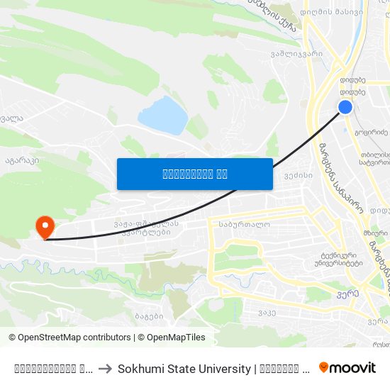მირცხულავას ქუჩა - [882] to Sokhumi State University | სოხუმის სახელმწიფო უნივერსიტეტი map