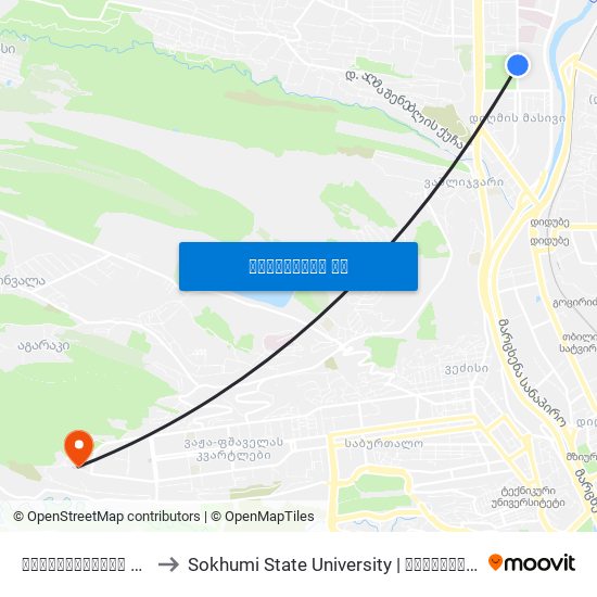 ტელეკომპანია იმედი - [888] to Sokhumi State University | სოხუმის სახელმწიფო უნივერსიტეტი map