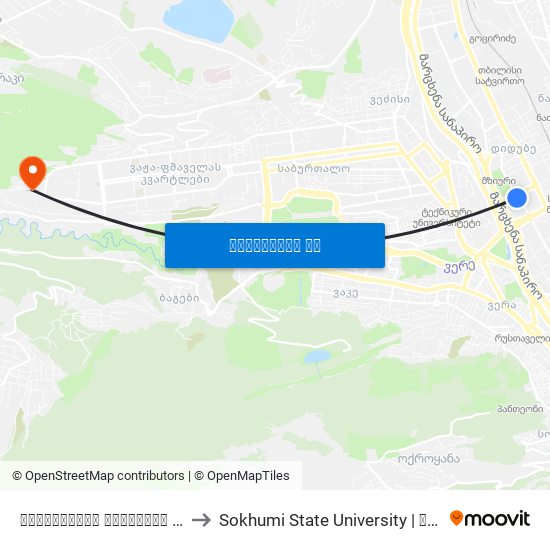 მუსიკალური კომედიის და დრამის თეატრი - [912] to Sokhumi State University | სოხუმის სახელმწიფო უნივერსიტეტი map