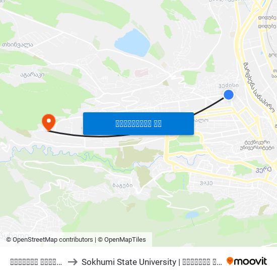 ჟვანიას მოედანი - [938] to Sokhumi State University | სოხუმის სახელმწიფო უნივერსიტეტი map