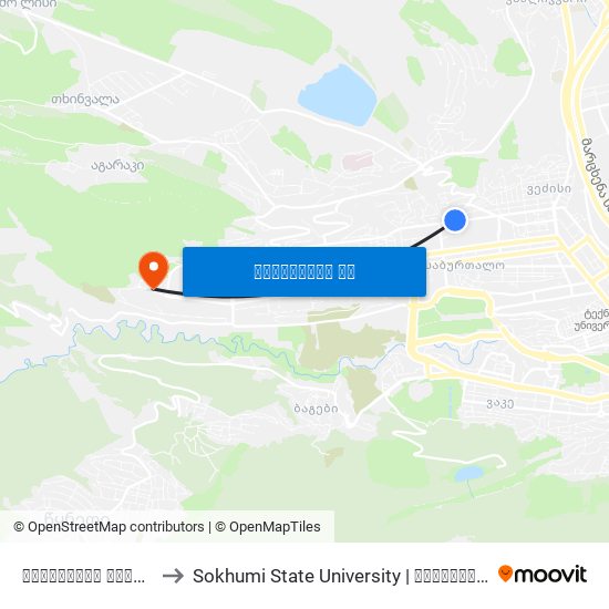 ნუცუბიძის ქუჩა #13 - [945] to Sokhumi State University | სოხუმის სახელმწიფო უნივერსიტეტი map