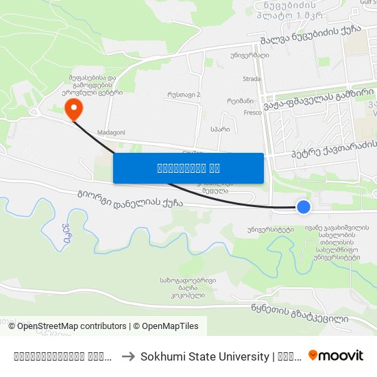 უნივერსიტეტის  მაღლივი კორპუსი - [977] to Sokhumi State University | სოხუმის სახელმწიფო უნივერსიტეტი map