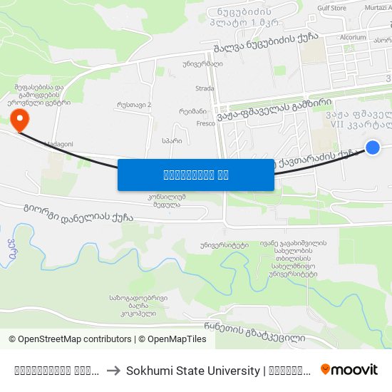 ქავთარაძის ქუჩა #22 - [992] to Sokhumi State University | სოხუმის სახელმწიფო უნივერსიტეტი map