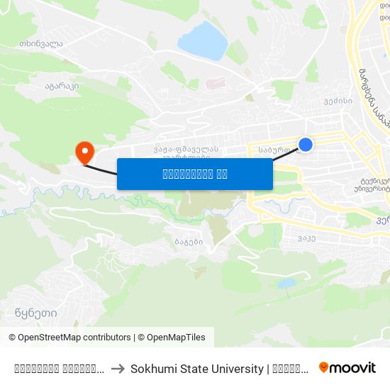 ყაზბეგის გამზირი #16 - [1001] to Sokhumi State University | სოხუმის სახელმწიფო უნივერსიტეტი map