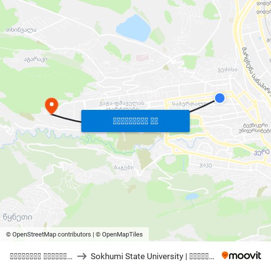 ყაზბეგის გამზირი #10 - [1003] to Sokhumi State University | სოხუმის სახელმწიფო უნივერსიტეტი map