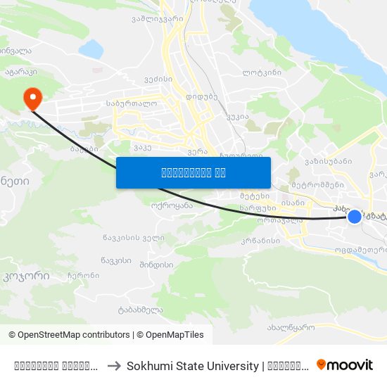 მოსკოვის გამზირი #15 - 1068 to Sokhumi State University | სოხუმის სახელმწიფო უნივერსიტეტი map
