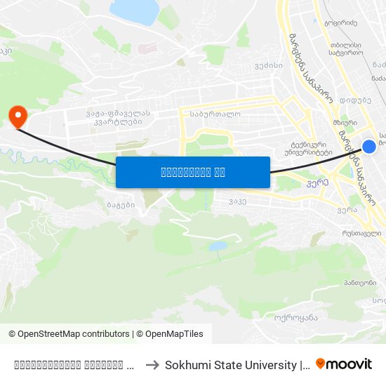 აღმაშენებლის გამზირი Agmashenebeli Ave.-  Id:2786 to Sokhumi State University | სოხუმის სახელმწიფო უნივერსიტეტი map