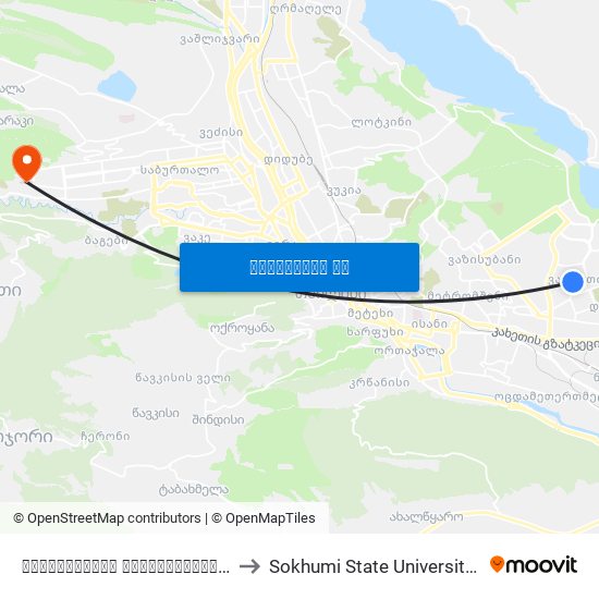 საქართველოს ერთიანობისთვის მებრძოლთა ქუჩა#25-37 - [3576] to Sokhumi State University | სოხუმის სახელმწიფო უნივერსიტეტი map