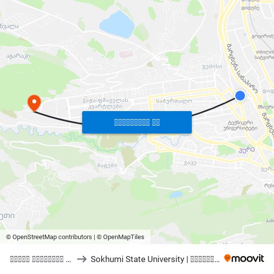 ქალაქ თბილისის მერია - [3685] to Sokhumi State University | სოხუმის სახელმწიფო უნივერსიტეტი map