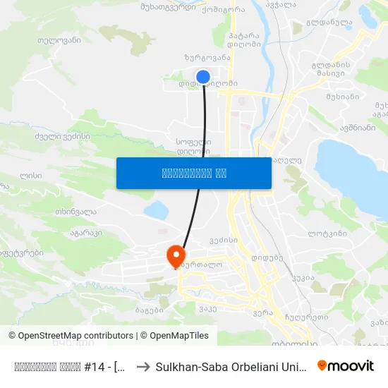 პეტრიწის ქუჩა #14 - [1197] to Sulkhan-Saba Orbeliani University map
