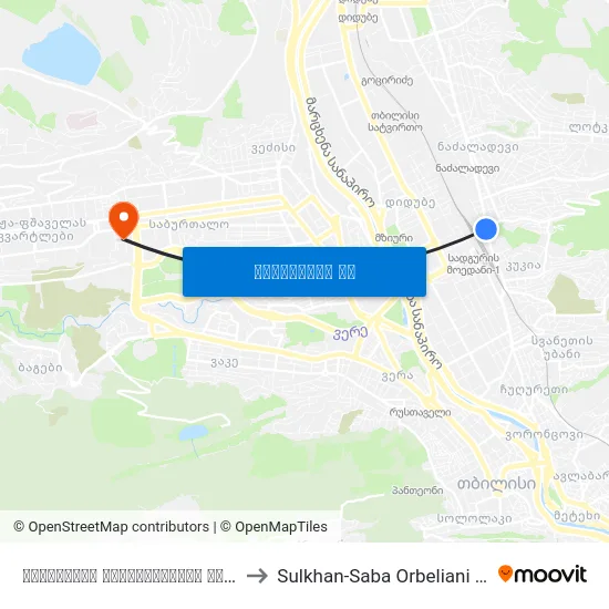 რკინიგზის გადასასვლელი ხიდი - [1745] to Sulkhan-Saba Orbeliani University map