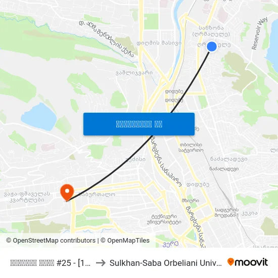 ჩარგლის ქუჩა #25 - [1983] to Sulkhan-Saba Orbeliani University map