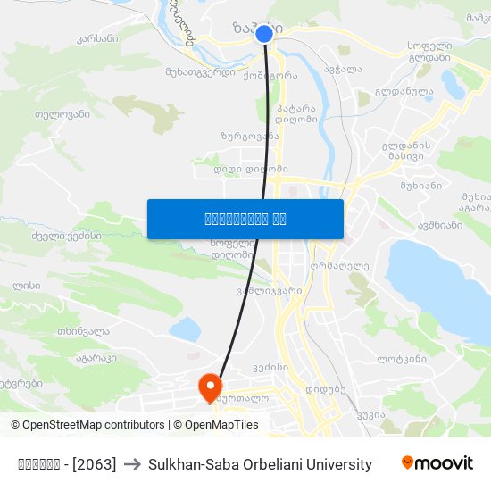 ზაჰესი - [2063] to Sulkhan-Saba Orbeliani University map