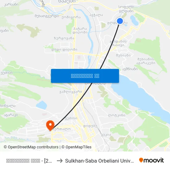 მაისურაძის ქუჩა - [2254] to Sulkhan-Saba Orbeliani University map