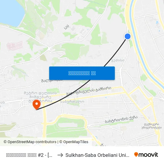 გაგარინის ქუჩა #2 - [3292] to Sulkhan-Saba Orbeliani University map