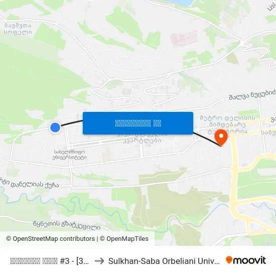 მინდელის ქუჩა #3 - [3571] to Sulkhan-Saba Orbeliani University map