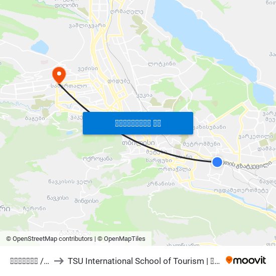 სამგორი / Samgori to TSU International School of Tourism | თსუ ტურიზმის საერთაშორისო სკოლა map