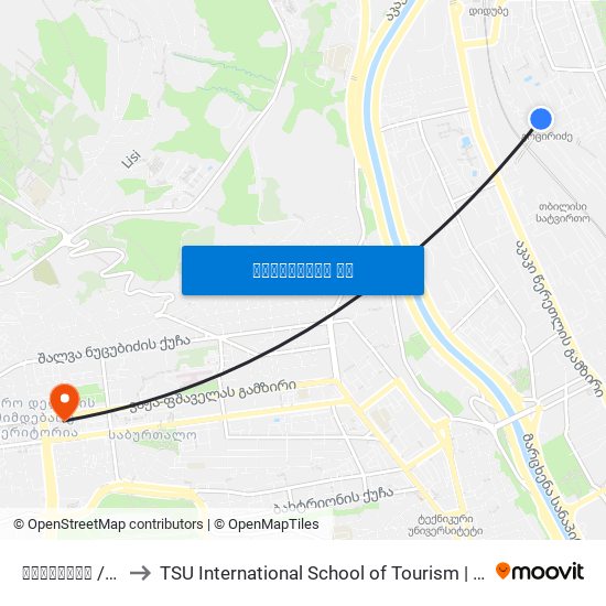 გოცირიძე  / Gotsiridze to TSU International School of Tourism | თსუ ტურიზმის საერთაშორისო სკოლა map