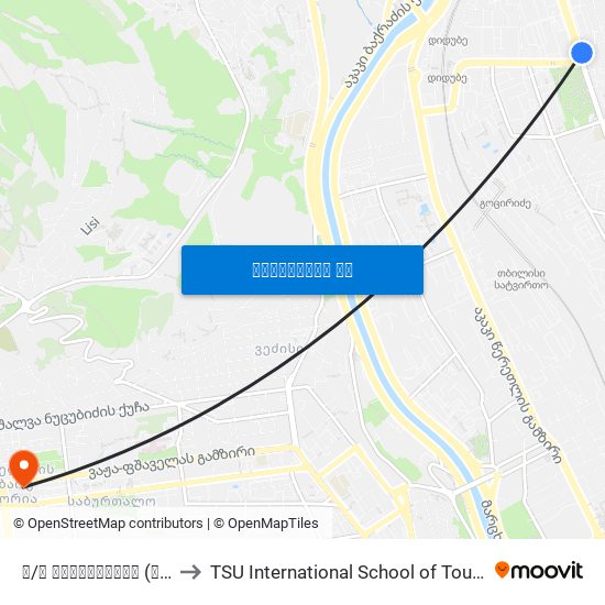 კ/თ საქართველო (მოპირდაპირედ) - [1425] to TSU International School of Tourism | თსუ ტურიზმის საერთაშორისო სკოლა map