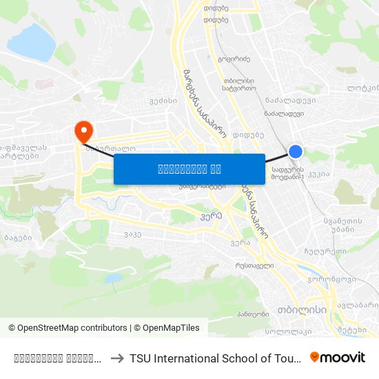 რკინიგზის გადასასვლელი ხიდი - [3009] to TSU International School of Tourism | თსუ ტურიზმის საერთაშორისო სკოლა map