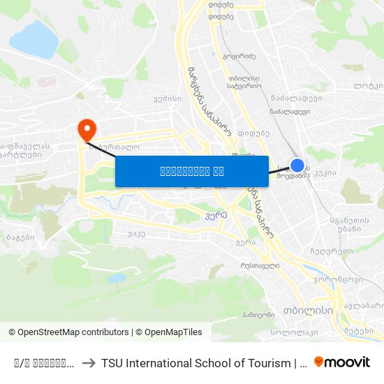 მ/ს ვაგზლის მოედანი 2 to TSU International School of Tourism | თსუ ტურიზმის საერთაშორისო სკოლა map