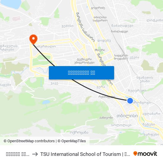 მშრალი ხიდი - [864] to TSU International School of Tourism | თსუ ტურიზმის საერთაშორისო სკოლა map