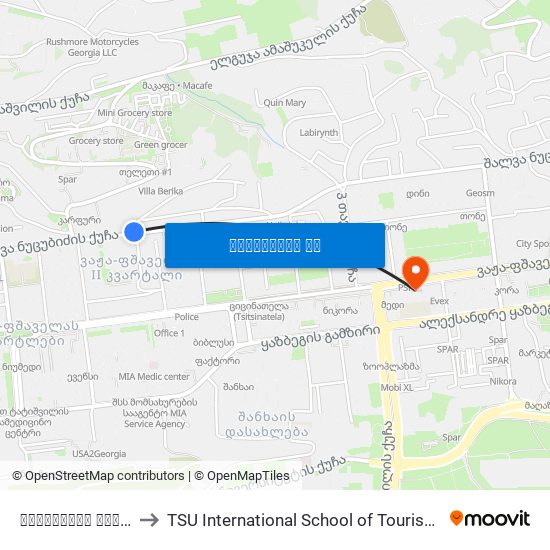 ნუცუბიძის ქუჩა #123ა - [955] to TSU International School of Tourism | თსუ ტურიზმის საერთაშორისო სკოლა map