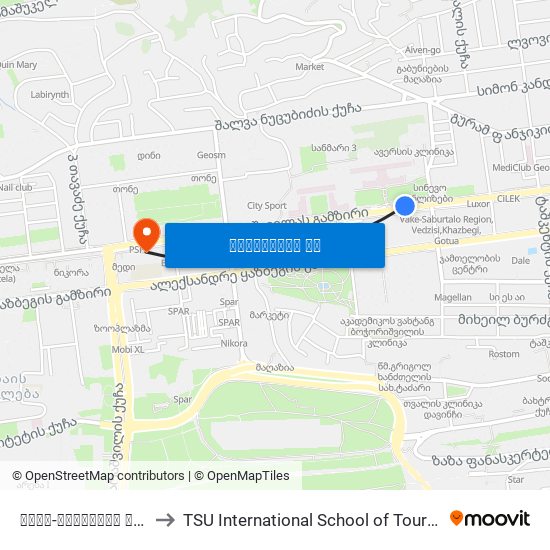 ვაჟა-ფშაველას გამზირი #27 - [1054] to TSU International School of Tourism | თსუ ტურიზმის საერთაშორისო სკოლა map