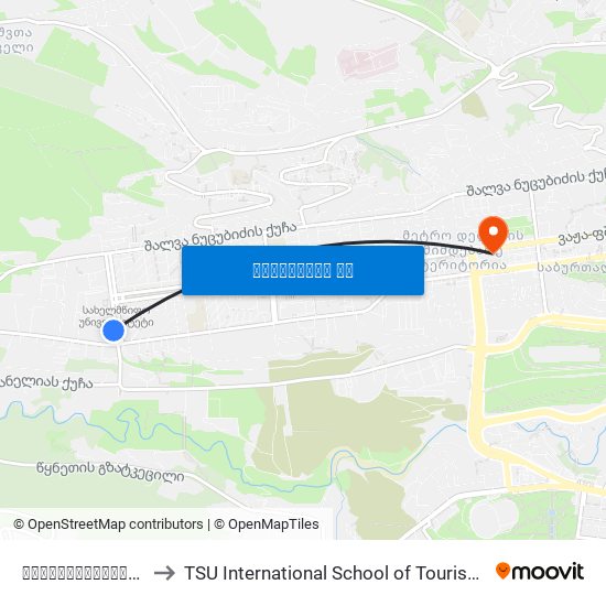 პოლიტკოვსკაიას ქუჩა  - [1252] to TSU International School of Tourism | თსუ ტურიზმის საერთაშორისო სკოლა map