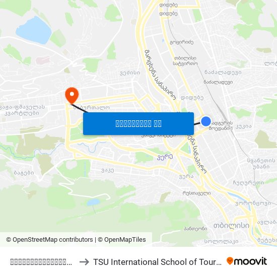 წინამძღვრიშვილი ქუჩა #135 - [1267] to TSU International School of Tourism | თსუ ტურიზმის საერთაშორისო სკოლა map
