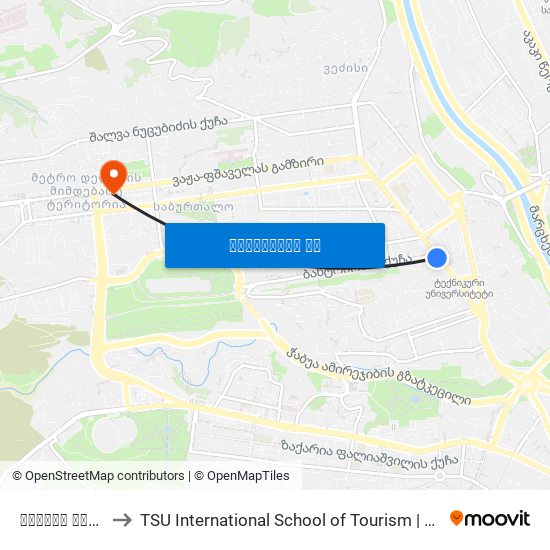 ბუკიას ბაღი - [2119] to TSU International School of Tourism | თსუ ტურიზმის საერთაშორისო სკოლა map