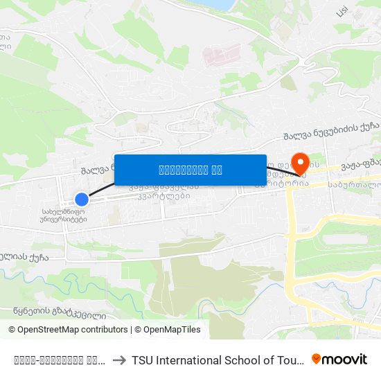 ვაჟა-ფშაველას გამზირი #9391 - [3100] to TSU International School of Tourism | თსუ ტურიზმის საერთაშორისო სკოლა map