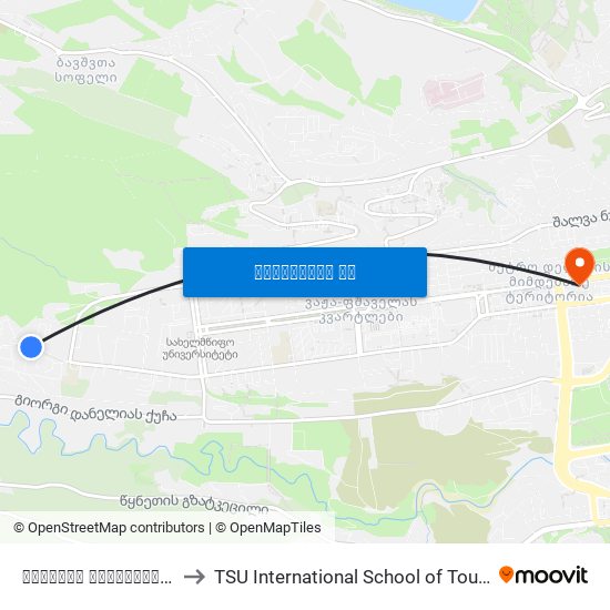 სოხუმის უნივერსიტეტის ფილიალი - [3256] to TSU International School of Tourism | თსუ ტურიზმის საერთაშორისო სკოლა map