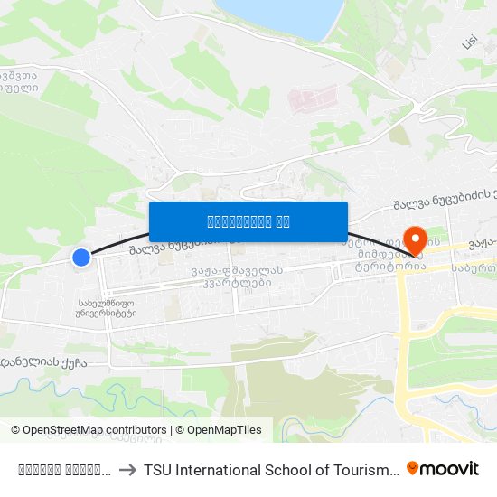 სანდრო ეულის ქუჩა - [3682] to TSU International School of Tourism | თსუ ტურიზმის საერთაშორისო სკოლა map