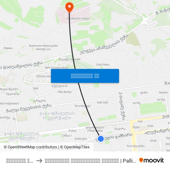 ყაზბეგის გამზ. #36 to პალიატიური მზრუნველობის კლინიკა | Palliative Treatment Center map