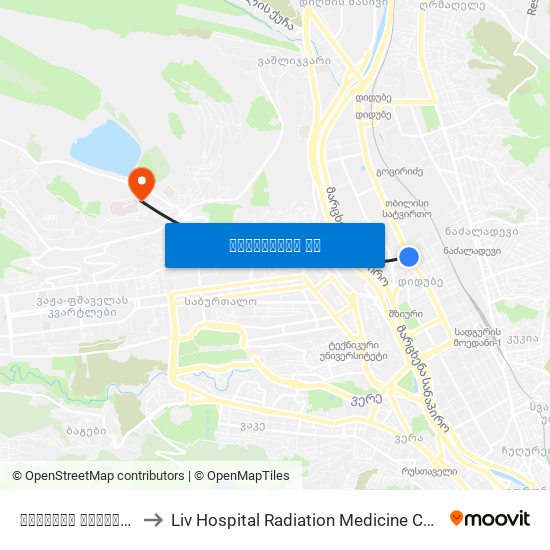 დიდუბის პანთეონი to Liv Hospital Radiation Medicine Centre map
