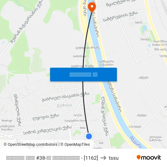 შარტავას ქუჩა #38-ის მოპირდაპირედ - [1162] to tssu map