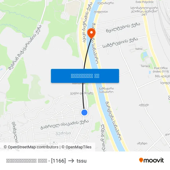 ჩერქეზიშვილის ქუჩა  - [1166] to tssu map