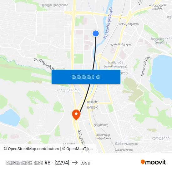 ბელიაშვილის ქუჩა #8 - [2294] to tssu map
