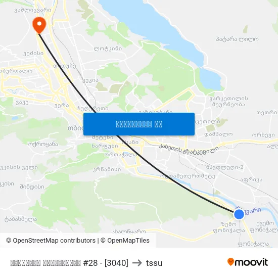 რუსთავის გზატკეცილი #28 - [3040] to tssu map