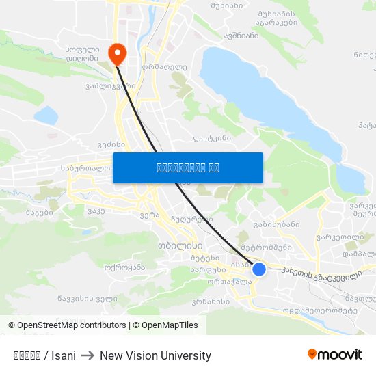 ისანი / Isani to New Vision University map