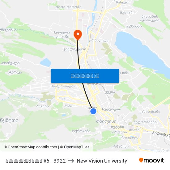 მაყაშვილის ქუჩა #6 - 3922 to New Vision University map