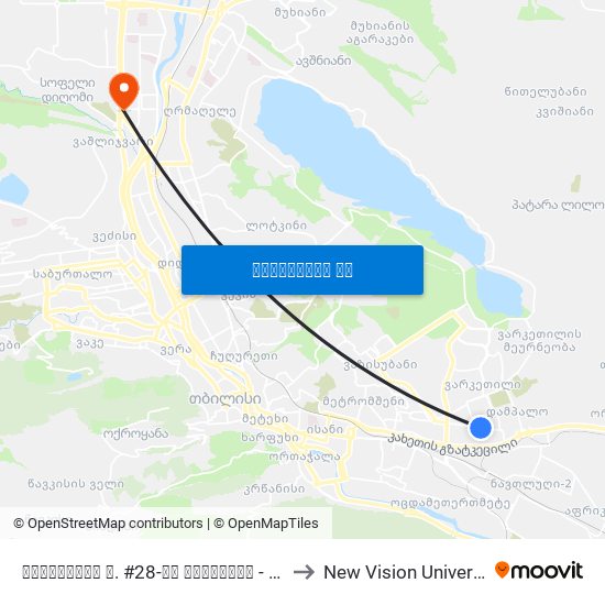 კალოუბნის ქ. #28-ის პირდაპირ - 3940 to New Vision University map