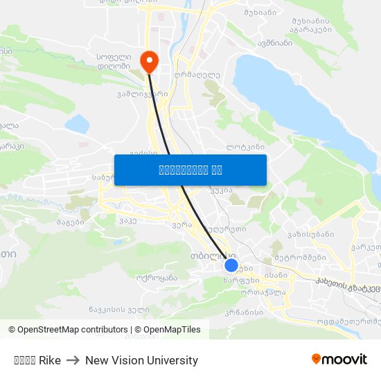 რიყე Rike to New Vision University map